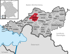 Poziția Opfenbach pe harta districtului Lindau