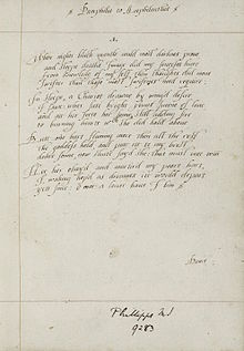 The first sonnet of Wroth's manuscript of Pamphilia to Amphilanthus, c. 1620