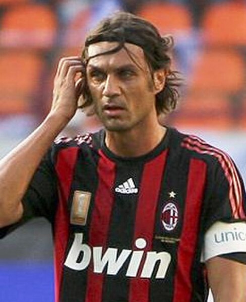 Maldini playing for Milan in 2008