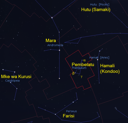 Pembetatu (kundinyota) Kundinyota Pembetatu (CC BY-SA 4.0 © 2004-2016 Fabien Chereau et al. Stellarium)