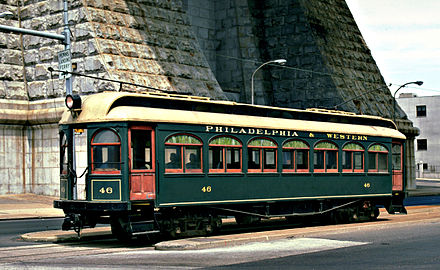 An interurban tram from the Philadelphia & Western Railroad, which survived long in the interurban business