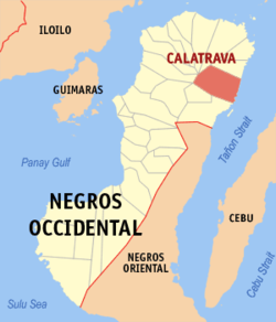 Mapa ng Negros Occidental na nagpapakita sa lokasyon ng Calatrava.