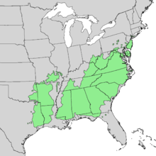 Pinus echinata range map.png