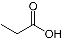 Propionic acid chemical structure.svg