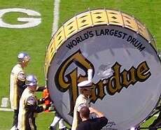 Purdue University marching band's large bass drum