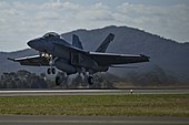 RAAF FA-18F taking off at the Australian International Airshow.jpg