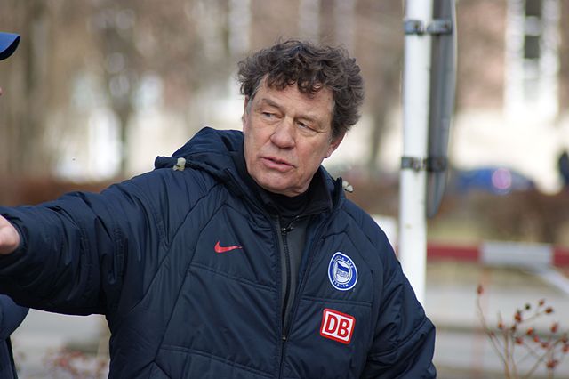 Rehhagel during his stint as Hertha Berlin manager