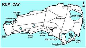 Mappa dettagliata di Rum Cay