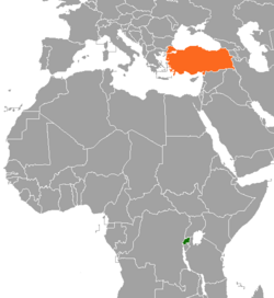Haritada gösterilen yerlerde Rwanda ve Turkey