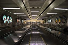 Metro station escalators