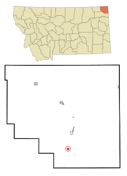 Location of Medicine Lake, Montana