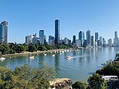 Skylines of Brisbane in winter misty morning seen from Kangaroo Point, Queensland 04.jpg