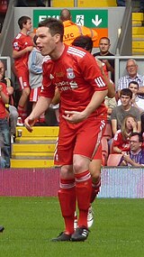 Finnan during Jamie Carragher's testimonial match in 2010 Steve Finnan 2010.jpg