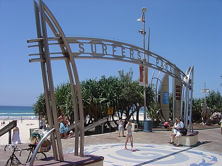 The entrance to Surfers Paradise beach