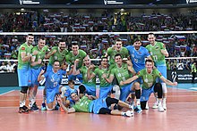 Slovenian team at the 2022 World Championship, hosted by Slovenia. Svetovno prvenstvo v odbojki 2022 (52335950411).jpg