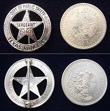 Texas Rangers Co. A Peso Back Badge