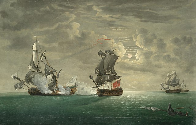 The Capture of Foudroyant by HMS Monmouth, 28 February 1758. Painting by F. Swaine, 1725-1782. National Maritime Museum, London.