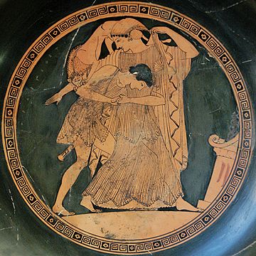 Чаша с изображением Фетиды и Пелея. Ок. 490 г. до н. э., Кабинет медалей, Париж