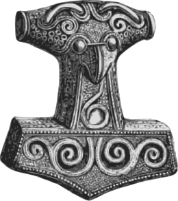 Mjolnir pendants were the Old Norse Religion's equivalent to the Christian cross during the later Viking Age. Thor's hammer, Skane.svg