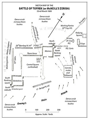 Sketch map showing disposition of troops etc. during Battle of Tofrek 22nd March 1885