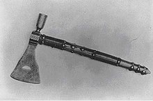 American Engraved Brass Pipe Tomahawk, Late 18th Century