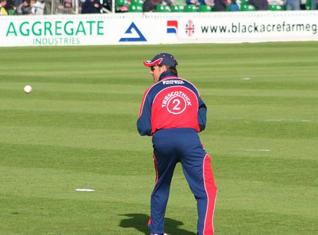Marcus Trescothick fields at slip during a Twenty20 match.