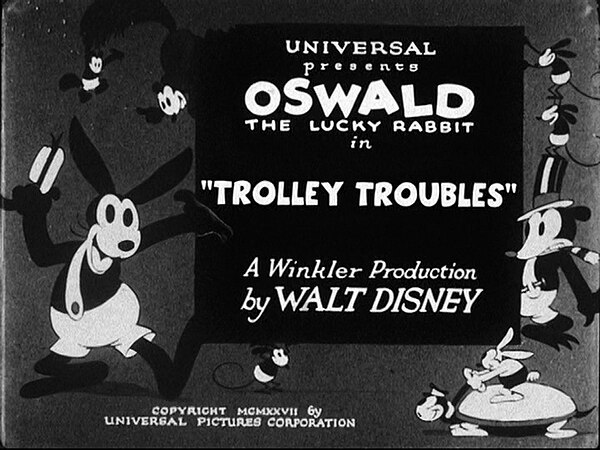 Title card for Trolley Troubles (1927), animated by Iwerks