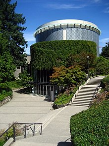 UBC's Chan Centre for the Performing Arts served as an indoor shooting location and inspiration for NURV headquarters' The Egg.