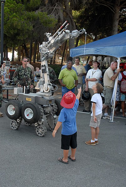 File:US Navy 090804-N-7915T-098 Children interact with a RONS robot used by Explosive Ordnance Disposal Mobile Unit (EODMU) 8 Detachment Europe during the 26th annual National Night Out.jpg