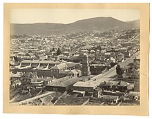 1860s photograph of Hobart's Campbell Street Gaol and early Hobart View of Hobart and the Campbell Street Gaol (1860).jpg