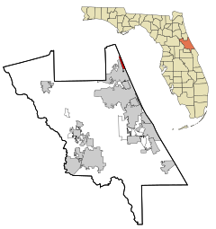 Volusia County Florida Incorporated and Unincorporated areas Ormond-By-The-Sea Highlighted.svg