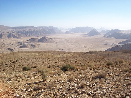 Wadi Rum seen from Desert Highway