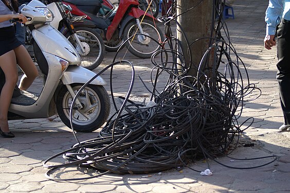 Installation of wiring in Hanoi, Vietnam