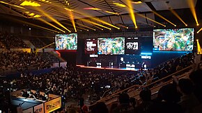 The Swiss Stage was played at KBS Arena (pictured above is the match between T1 and BLG) Worlds 2023 Swiss T1 v BLG.jpg