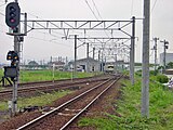 ホームから車両基地を遠望（2003年7月）