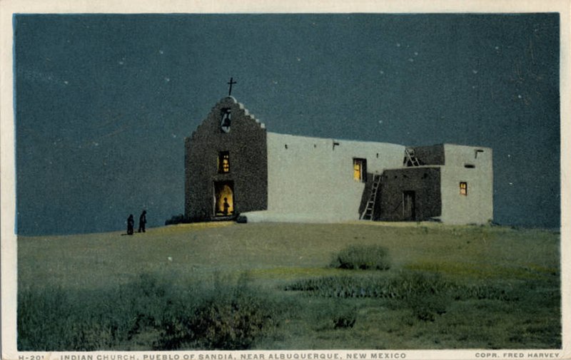 File:"Indian church, Pueblo of Sandia, near Albuquerque, New Mexico." Fred Harvey series. (NBY 21601).jpg