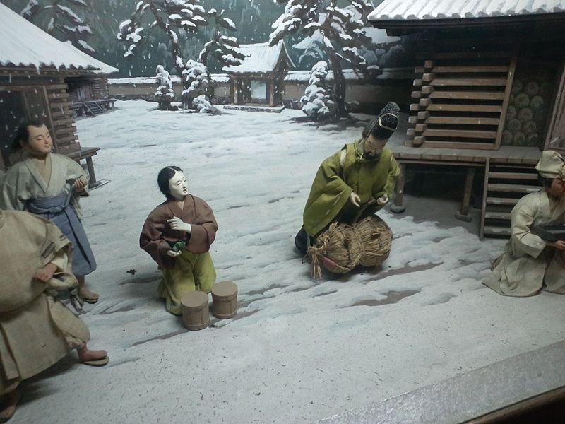 File:Ôsaka-ten'man-gû Shintô Shrine - Figurines05 - Benevolent rule in Sanuki Province1.jpg