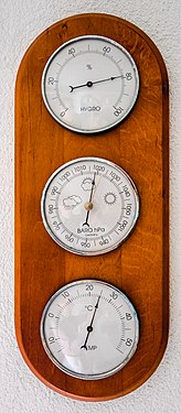 Analog weather station, consisting of hygrometer, barometer and thermometer