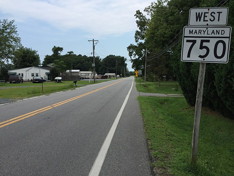 File:2017-08-21 10 13 12 View west along Maryland State Route 750 at Suburban Drive in Jacktown, Dorchester County, Maryland.jpg