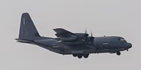 A US Air Force MC-130J Commando II, tail number 10-5714, on final approach at Kadena Air Base in Okinawa, Japan. It is assigned to the 1st Special Operations Squadron at Kadena AB.