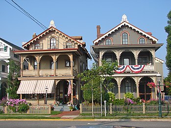 Many Victorian-era buildings in the Cape May Historic District[19]