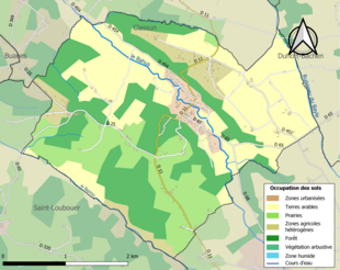 Kolorowa mapa przedstawiająca użytkowanie gruntów.