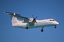 ALM Dash 8 landing at Sint Maarten circa 1990