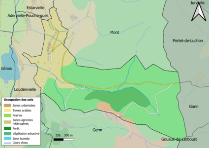 Barevná mapa znázorňující využití půdy.