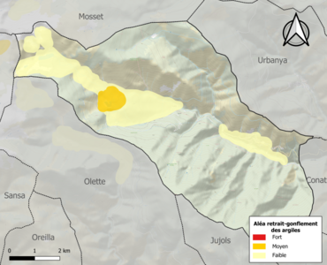 Carte des zones d'aléa retrait-gonflement des argiles.