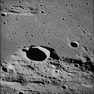 Apollo 17 image of Bowen crater which is on the mid left. North is on the right AS17-154-23661.jpg