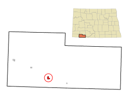 黑廷格在北達科他州的位置