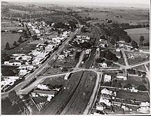 Aerial view of railway and town centre from west Aerial view of Drouin 1944 6.jpg