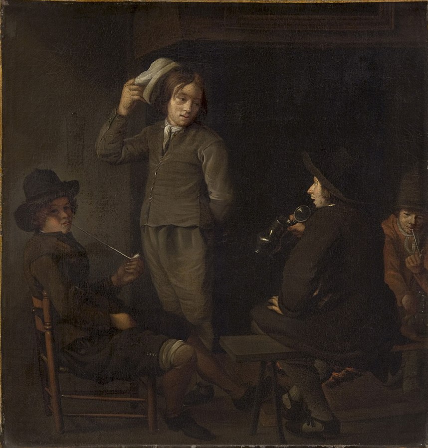 Four Youths around a Fire