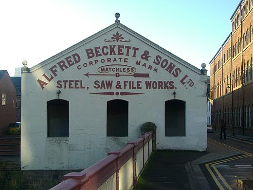 The original signage viewed from Ball bridge at the northern end of the building
